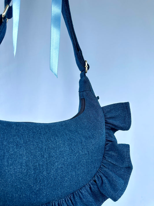 Blue Denim Ruffle bag