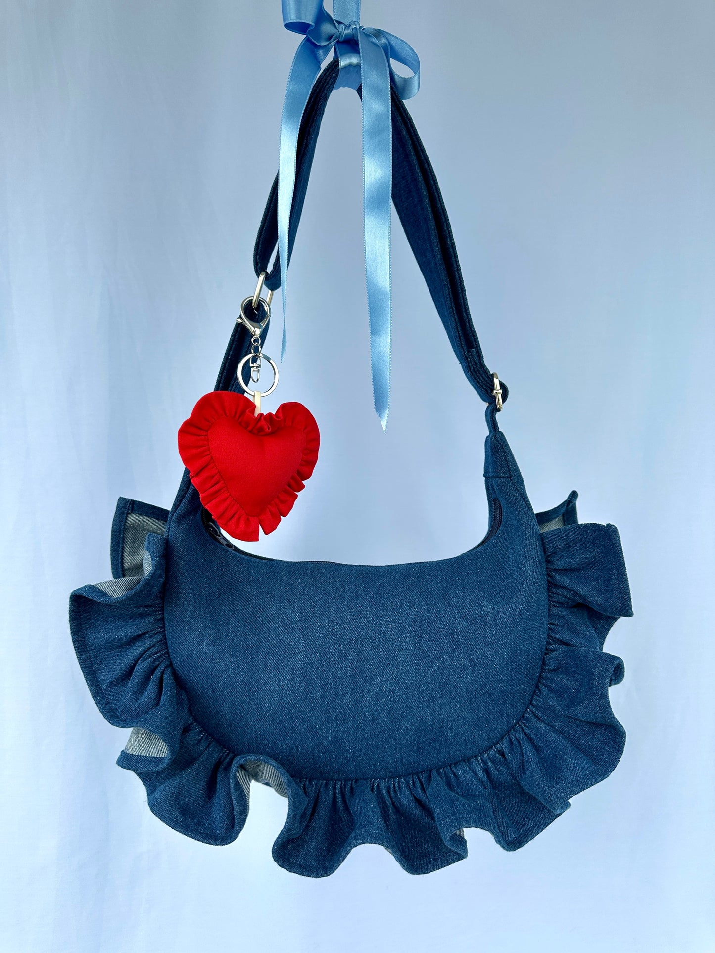 Blue Denim Ruffle bag