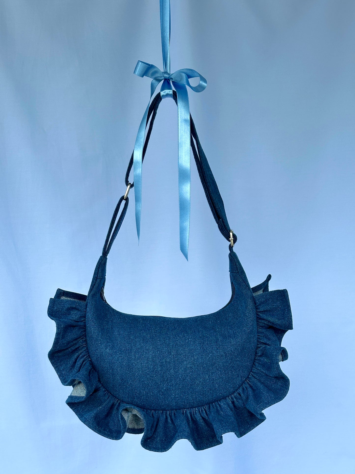Blue Denim Ruffle bag
