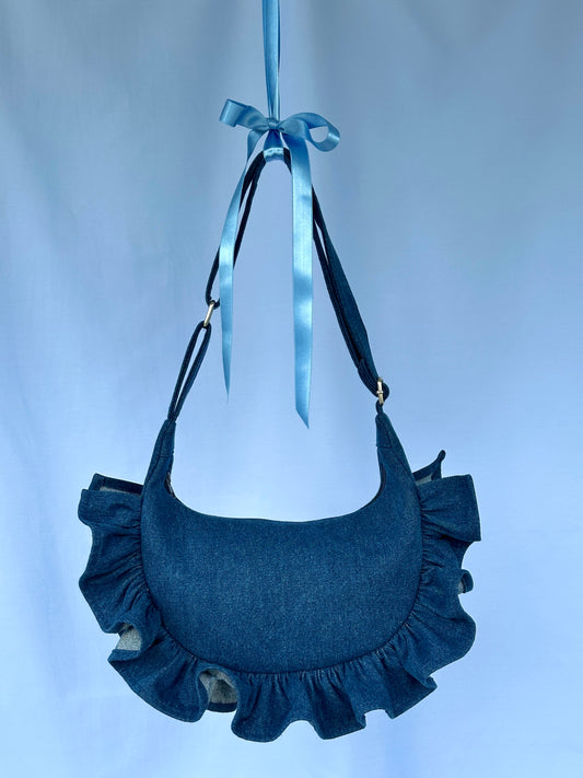 Blue Denim Ruffle bag
