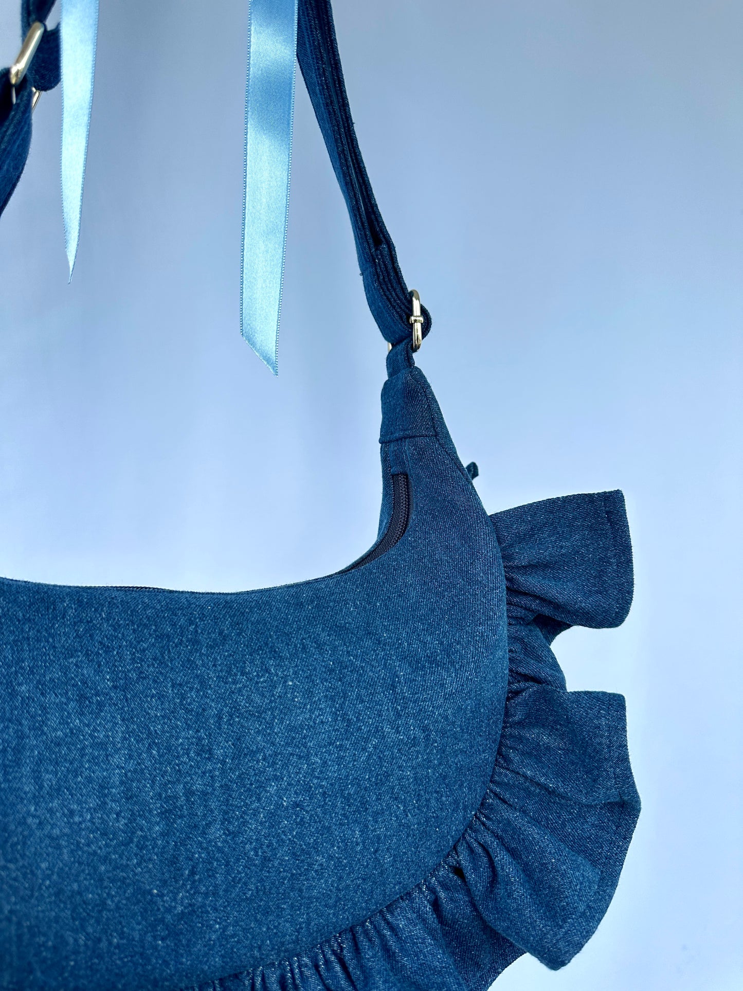 Blue Denim Ruffle bag