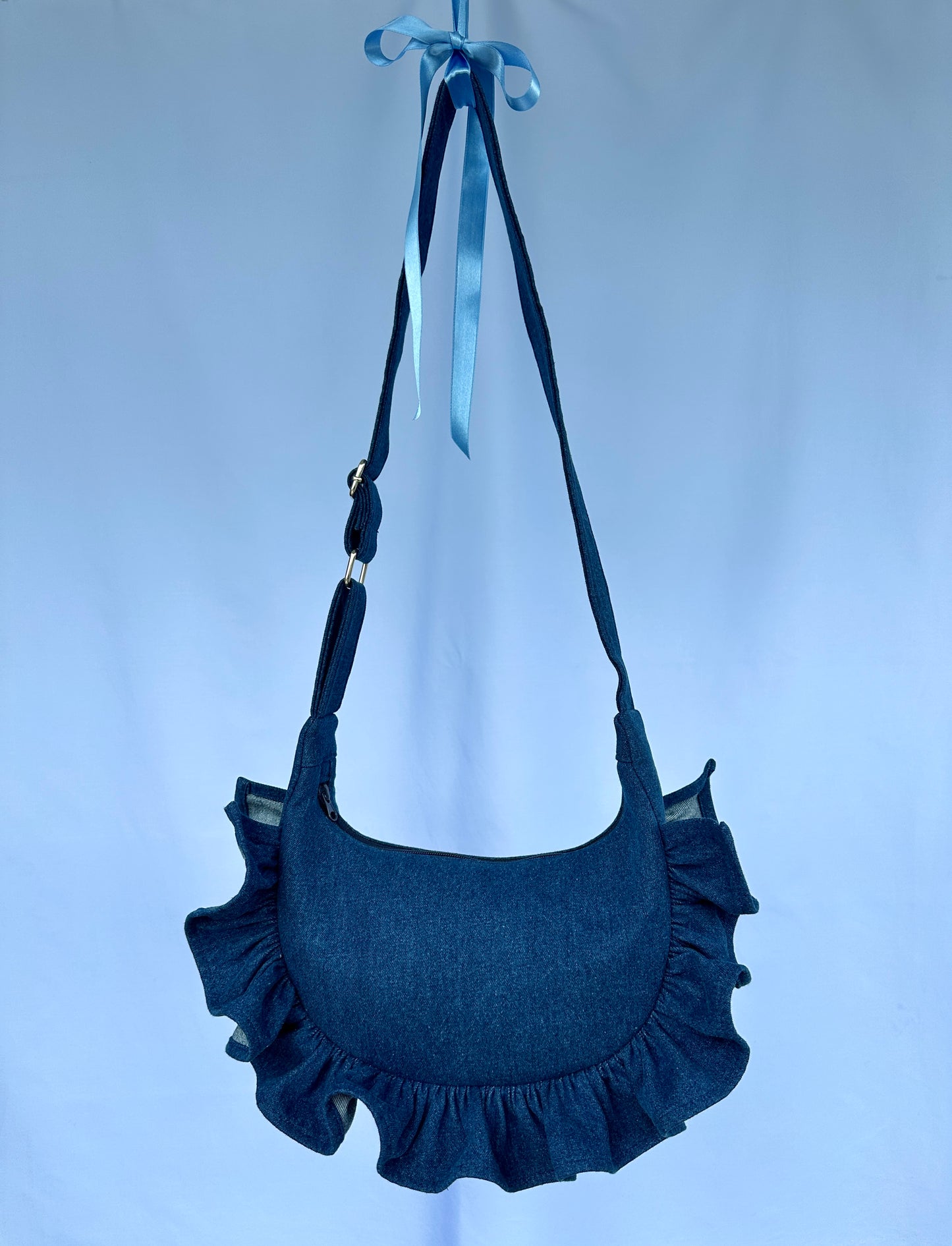 Blue Denim Ruffle bag