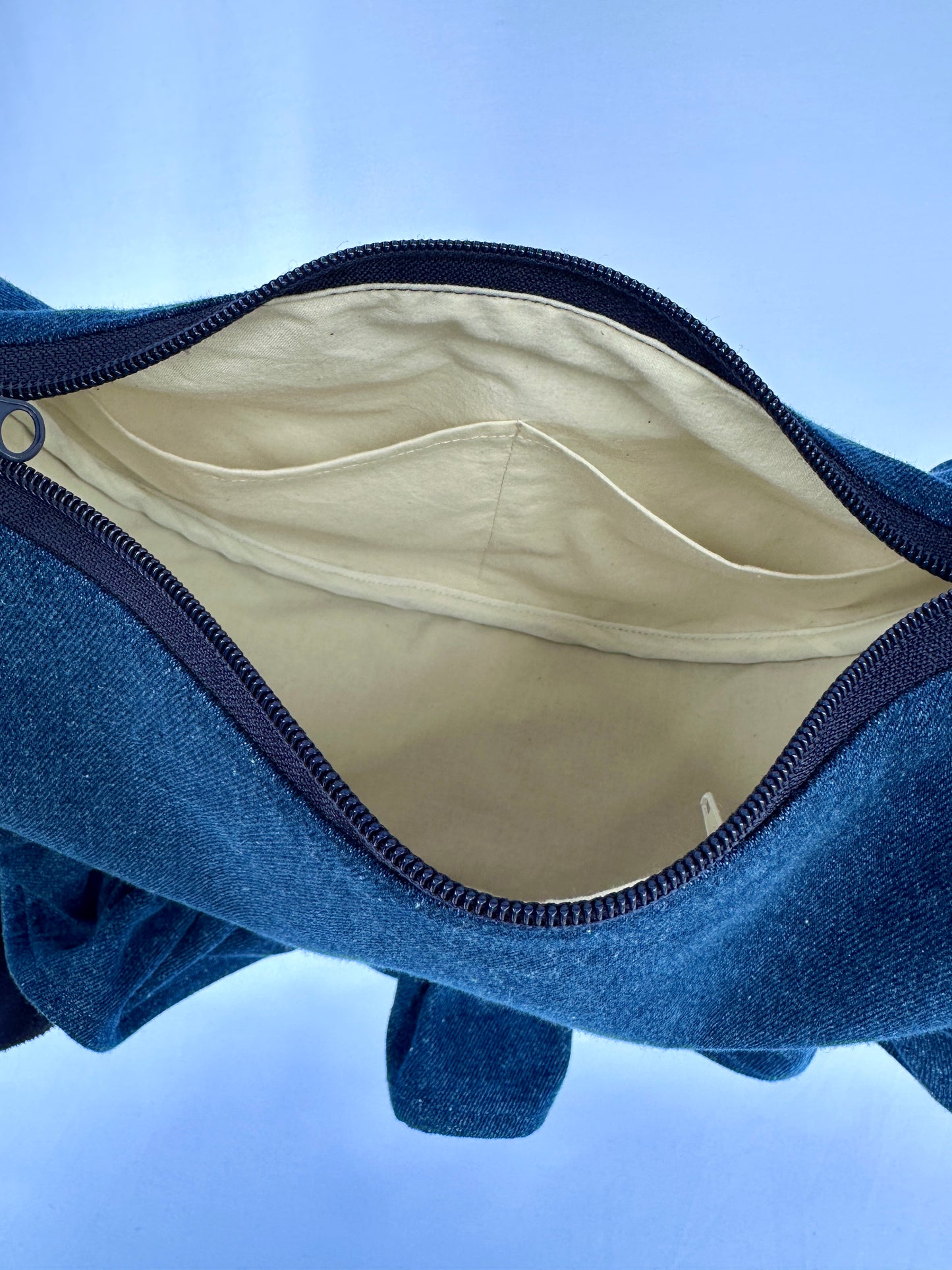 Blue Denim Ruffle bag
