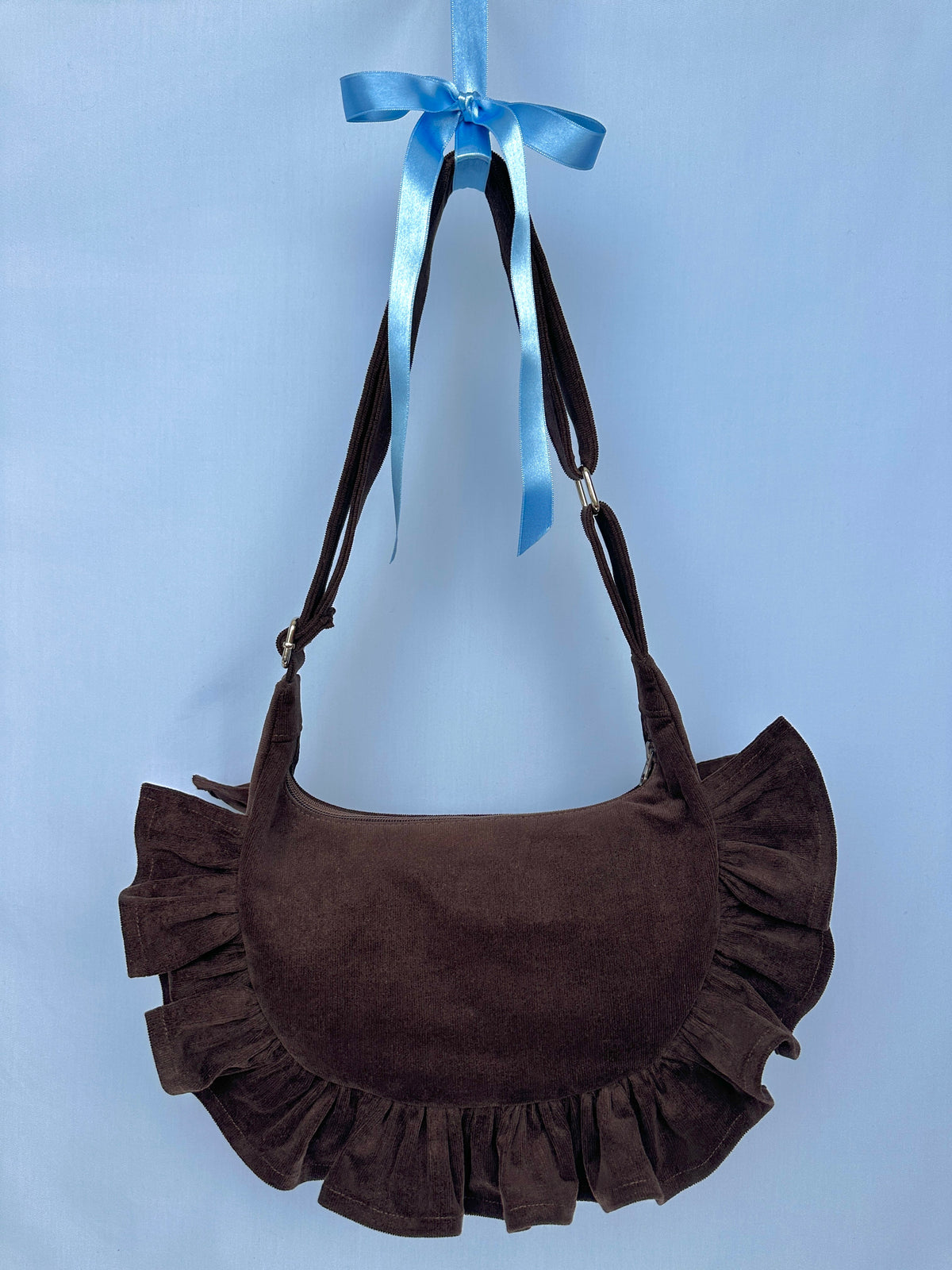 Chocolate Brown Ruffle Bag