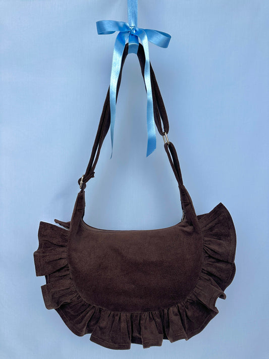 Chocolate Brown Ruffle Bag