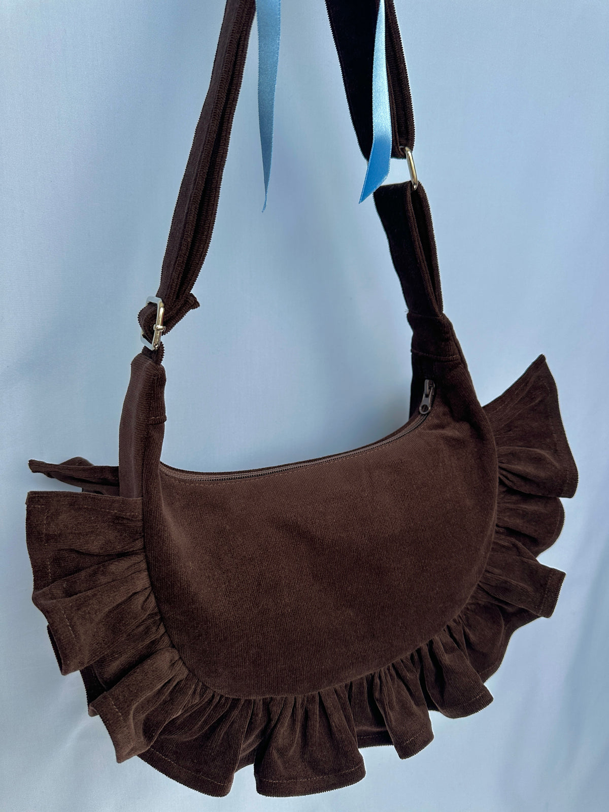 Chocolate Brown Ruffle Bag