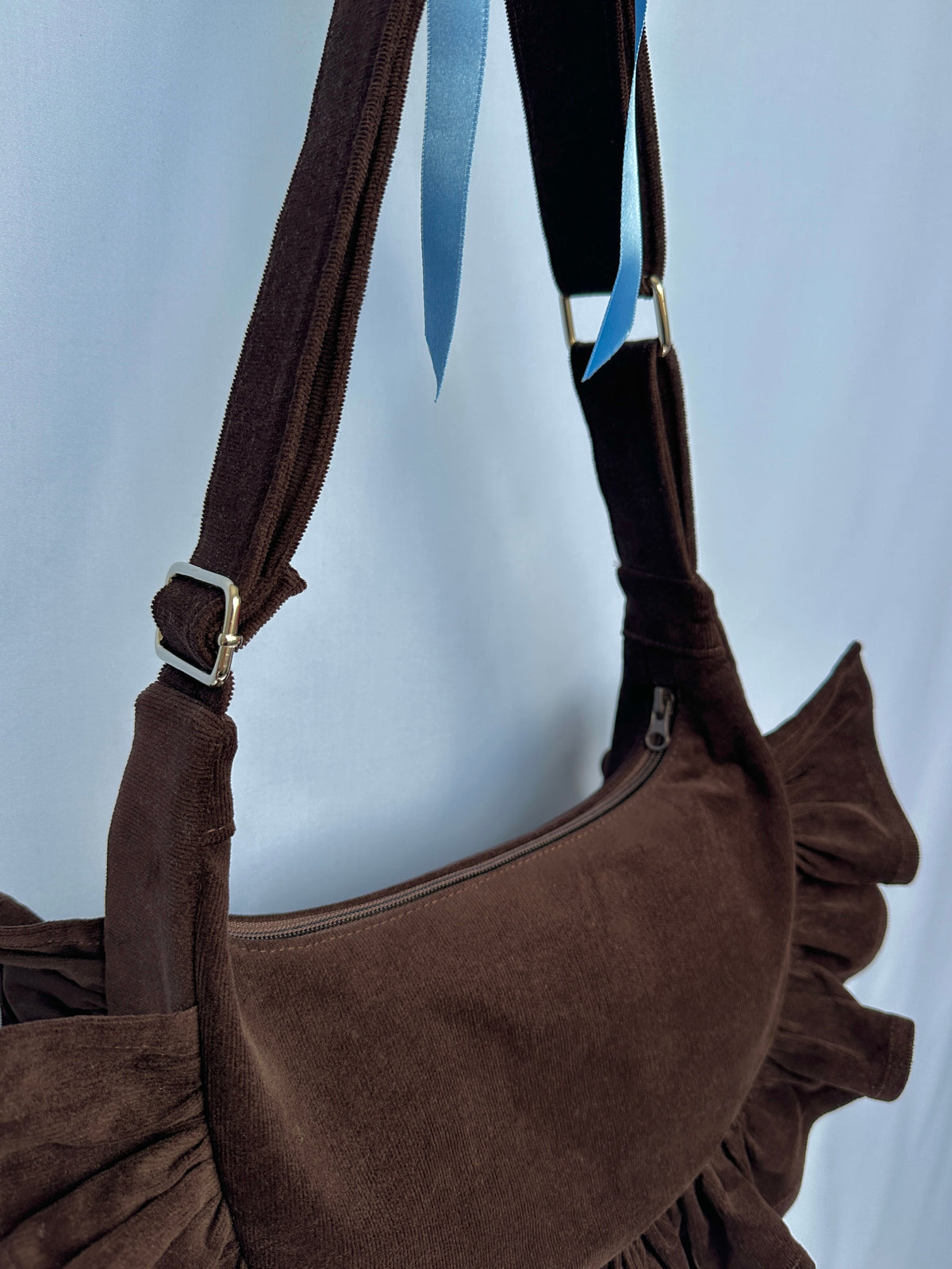 Chocolate Brown Ruffle Bag
